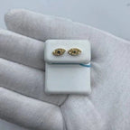 14K Gold Teal Center Stone Evil Eye Diamond Earrings - additional product view 3