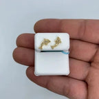 14K Gold Dolphin Diamond Earrings in yellow gold - close-up product photo