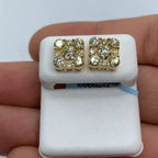 14K Gold Square Stud Diamond Earrings 2.5 Ct in yellow gold - close-up product photo