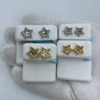 14K Gold Star Diamond Baguette Earrings - main product photo