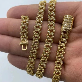 10K Gold 6.5mm Cuban Link Diamond Baguette Chain 18–24 in - additional product view 4