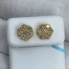 14K Gold Flower Diamond Earrings 1.2 Ct - additional product view 3