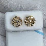 14K Gold Flower Diamond Earrings 1.2 Ct - additional product view 3
