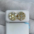 14K Gold Flower Diamond Earrings 2.6 Ct in yellow gold - close-up product photo