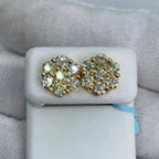 14K Gold Flower Diamond Earrings 2.6 Ct in yellow gold - close-up product photo