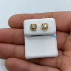14K Gold Big Rocks Square Diamond Earrings in yellow gold - close-up product photo