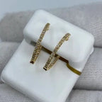 10K Gold Small Circle Hoop Diamond Earrings in yellow gold - close-up product photo