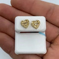 14K Gold Heart Diamond Baguette Earrings in yellow gold, Small - close-up product photo