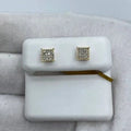 10K Gold Square Diamond Earrings 0.2 Ct in yellow gold - close-up product photo
