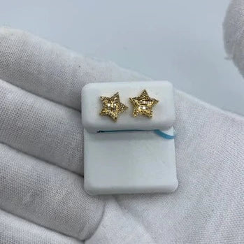 14K Gold Star Diamond Baguette Earrings - additional product view 2