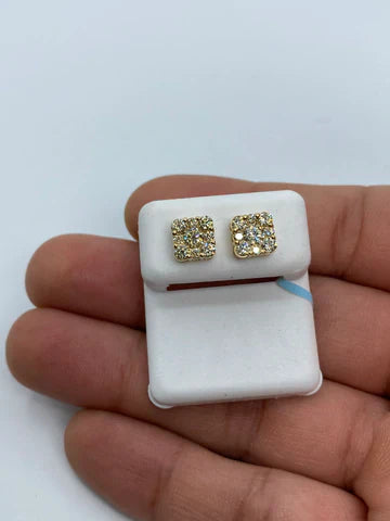 14K Gold Square Stud Diamond Earrings 1.3 Ct - additional product view 2