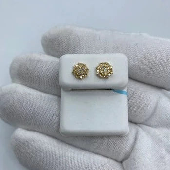14K Gold Octagon Diamond Earrings - additional product view 4