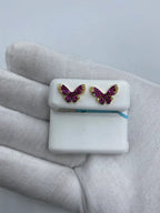 14K Gold Purple Butterfly Diamond Earrings - additional product view 6