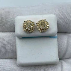 14K Gold Thick Circle Diamond Earrings 0.8 Ct - additional product view 3