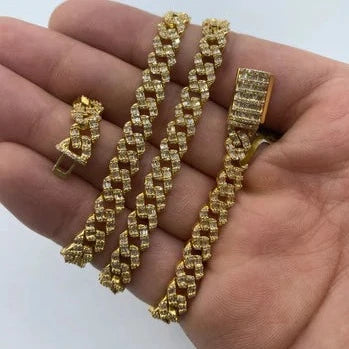 10K Gold 6.5mm Cuban Link Diamond Baguette Chain 18–24 in - main product photo