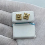 14K Gold Square Gutter Diamond Baguette Earrings - additional product view 3