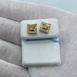 14K Gold Square Gutter Diamond Baguette Earrings - additional product view 3