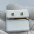 10K Gold Square Diamond Earrings 0.1 Ct in yellow gold - close-up product photo