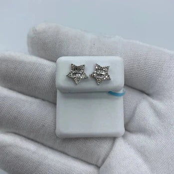 14K Gold Star Diamond Baguette Earrings - additional product view 3