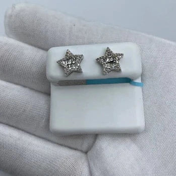 14K Gold Star Diamond Baguette Earrings - additional product view 6