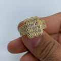 10K Gold Rectangle Baguette Diamond Ring in yellow gold - close-up product photo