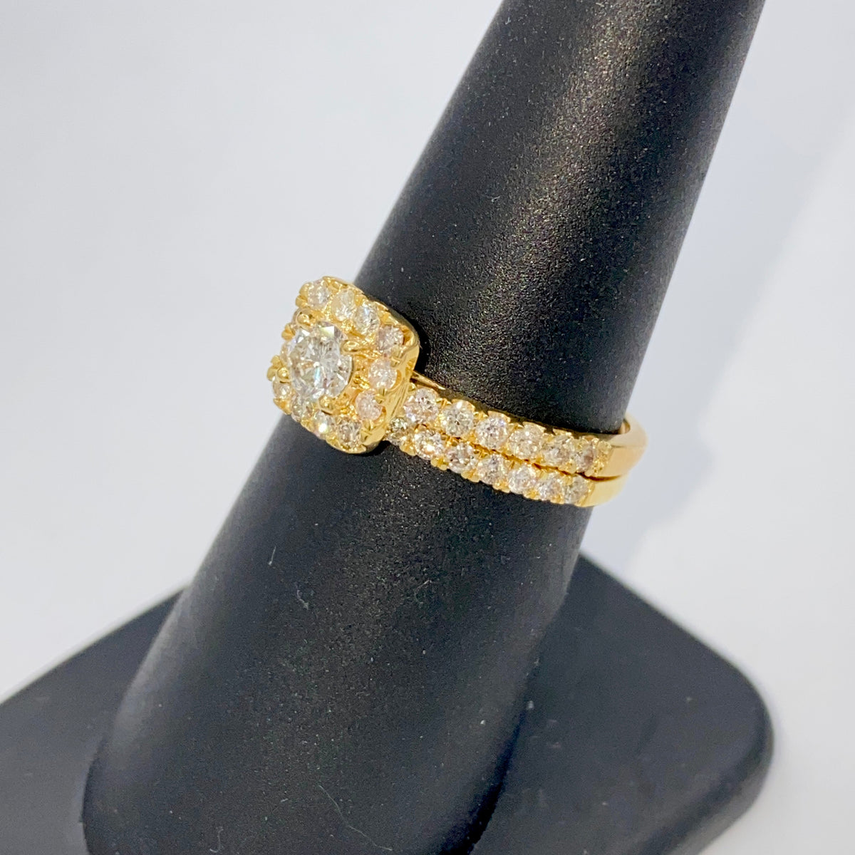 14K Gold Marilyn Square Halo Stack Diamond Engagement Ring - additional product view 6