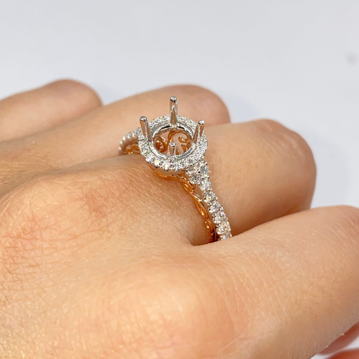 14K Gold Rose Accent Setting Diamond Ring - additional product view 2