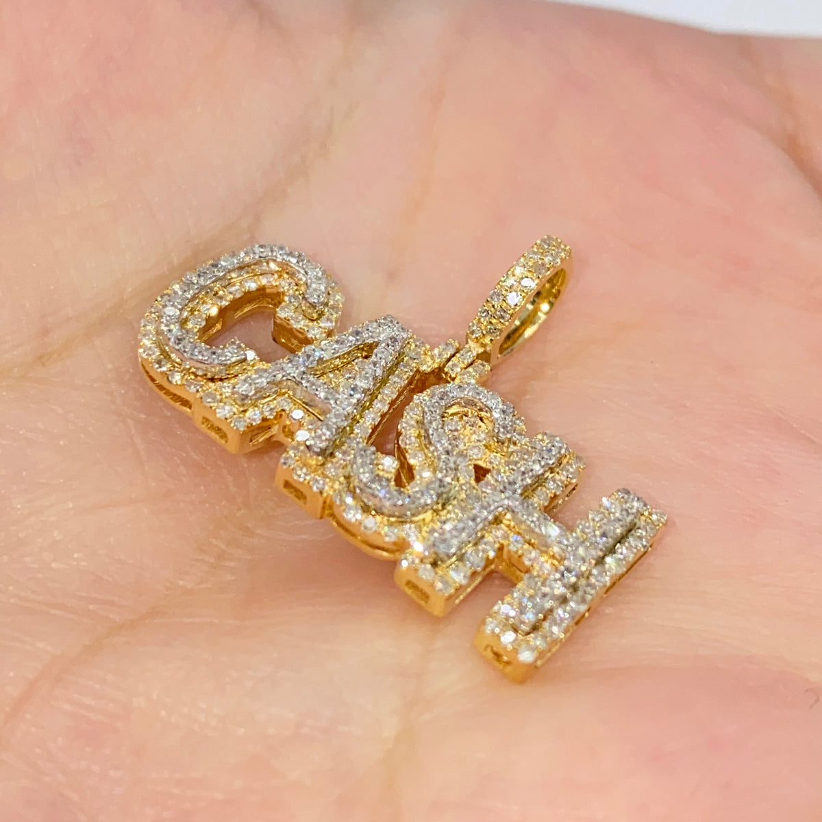 10K Gold Custom "cash" Name Diamond Pendant - additional product view 4