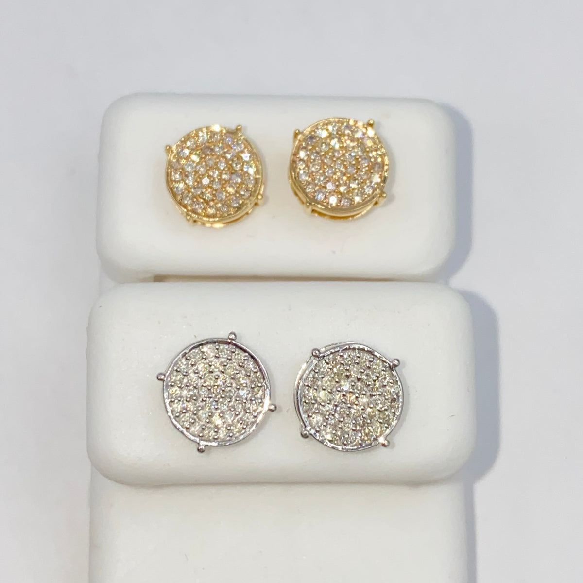14K Gold 8mm Circle Diamond Earrings - additional product view 6