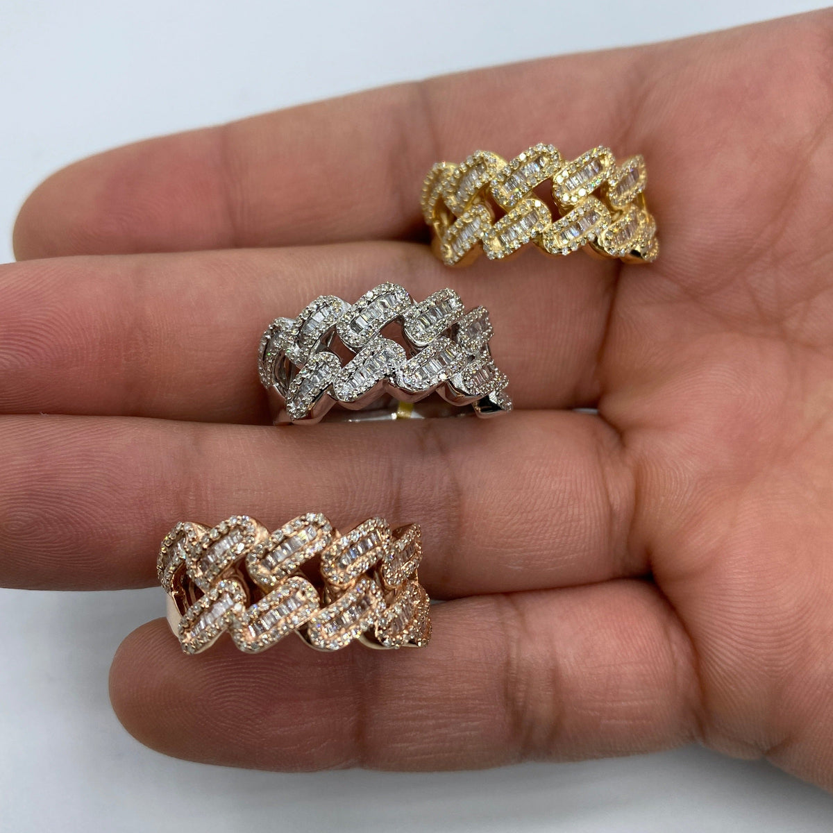 10K Gold Chubby Cuban Link Diamond Baguette Ring - additional product view 5