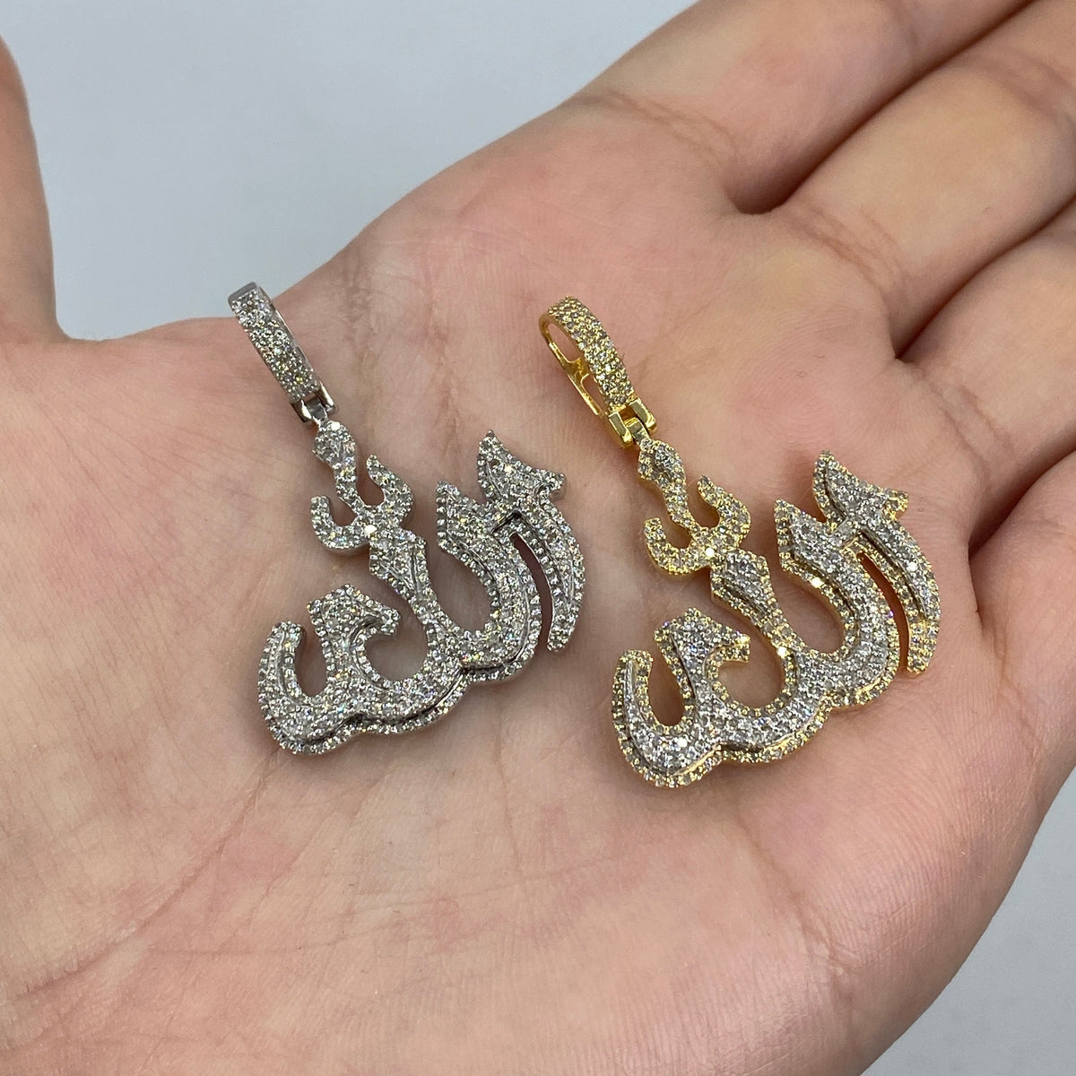 10K Gold 3D Allah Diamond Pendant - additional product view 2