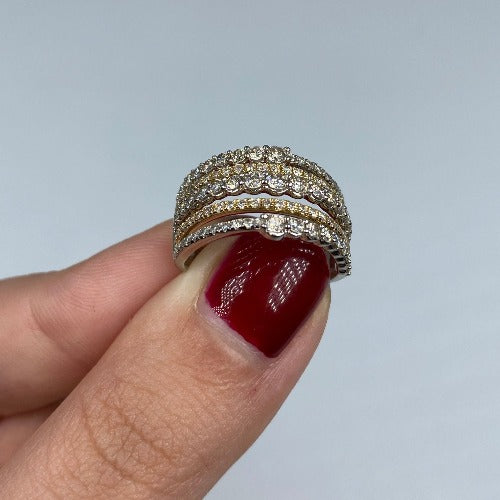 14K Gold Two-Tone Stacked Diamond Ring - additional product view 4