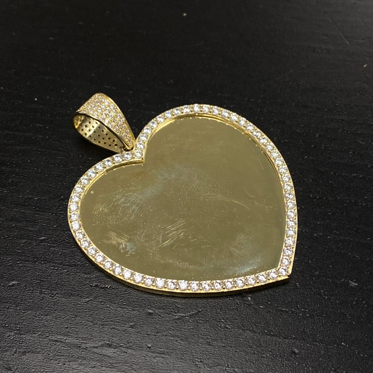 10K Gold Heart Halo Diamond Photo CZ Pendant - additional product view 3