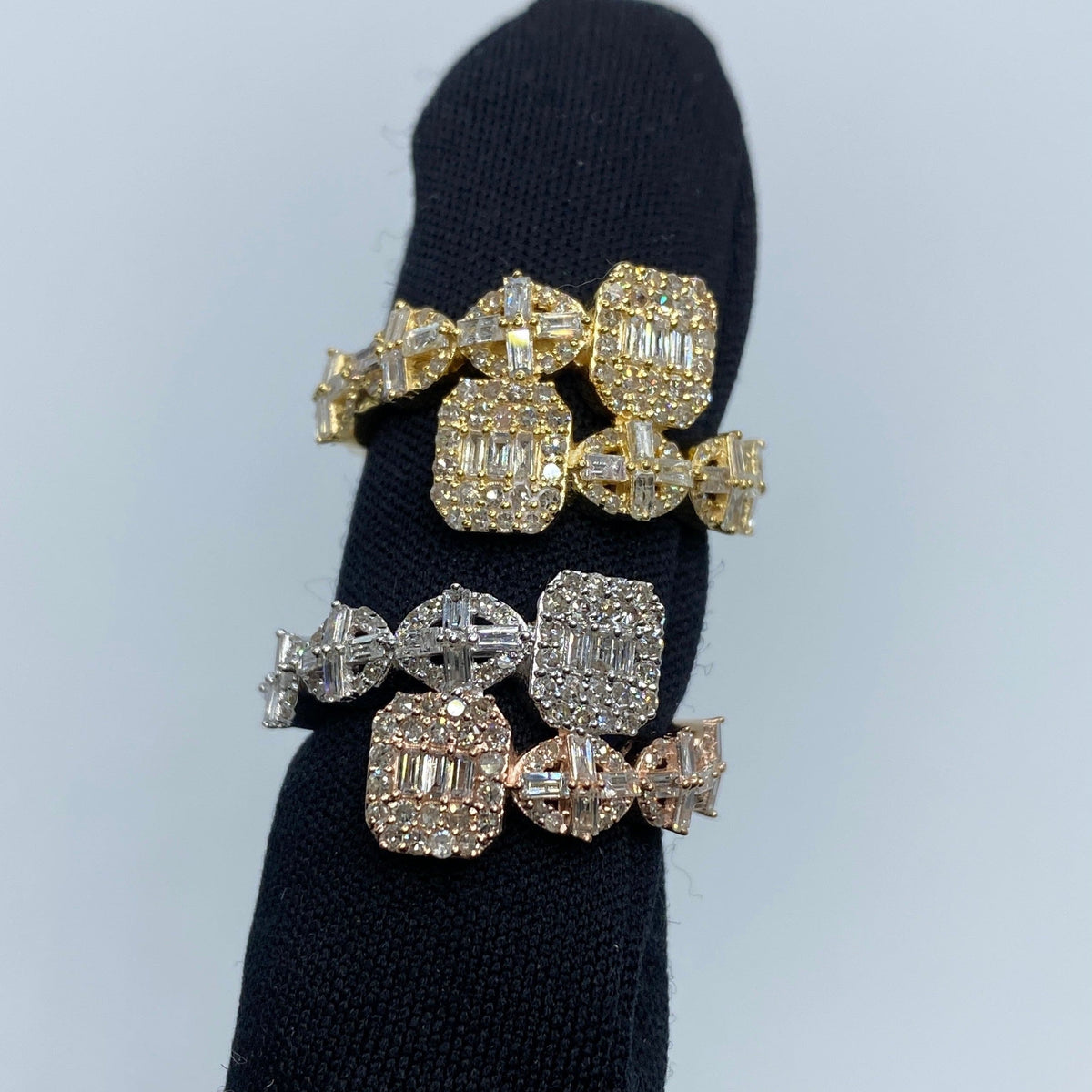 14K Gold Spiritual Bangle Diamond Baguette Ring - additional product view 2