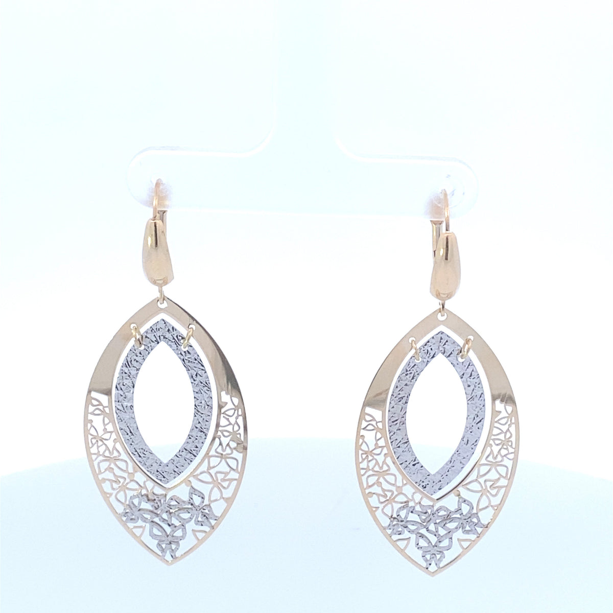 14K Gold Oval Hanging Earrings - additional product view 2
