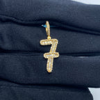 14K Gold Number 7 Diamond Baguette Pendant - additional product view 2