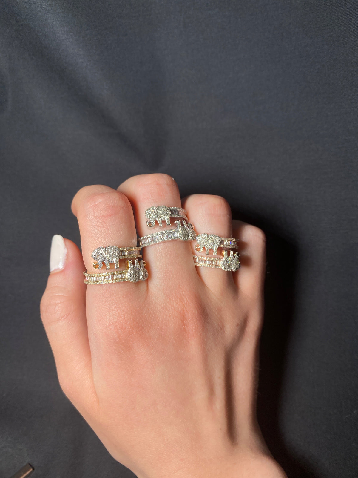 10K Gold Baguette Elephant Diamond Ring - additional product view 5