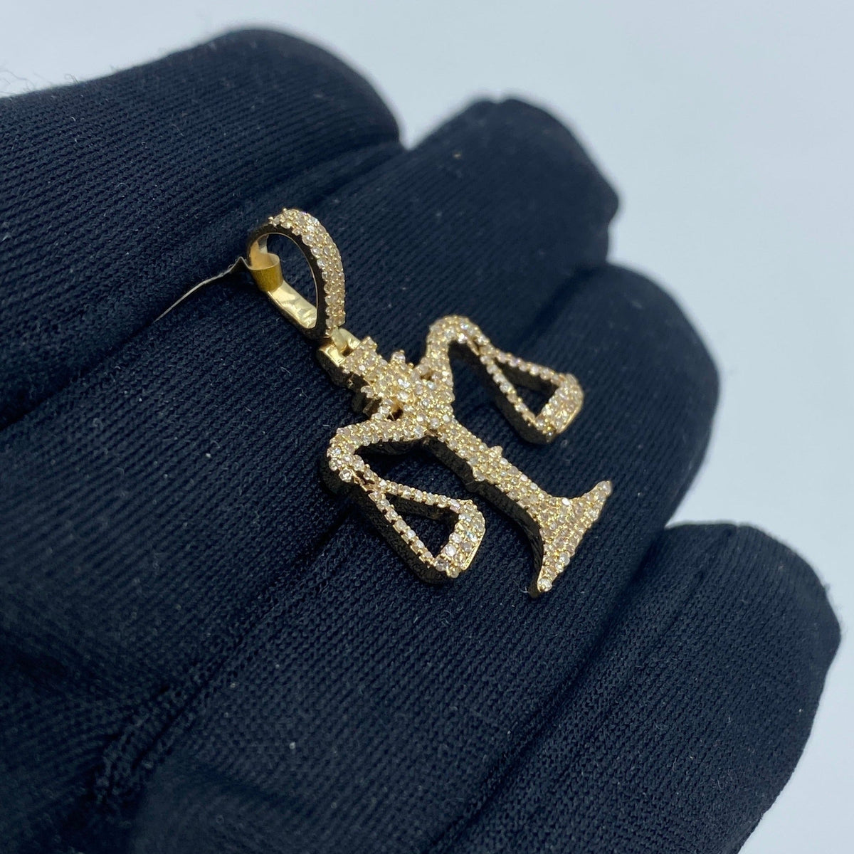 10K Gold Libra Scale of Justice Diamond Pendant - additional product view 3