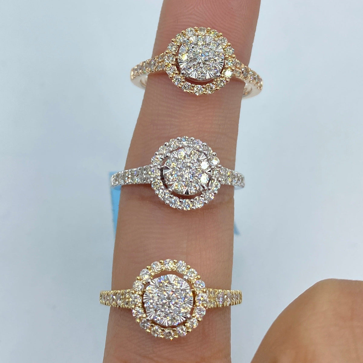 14K Gold Circle Halo Diamond Ring - additional product view 2