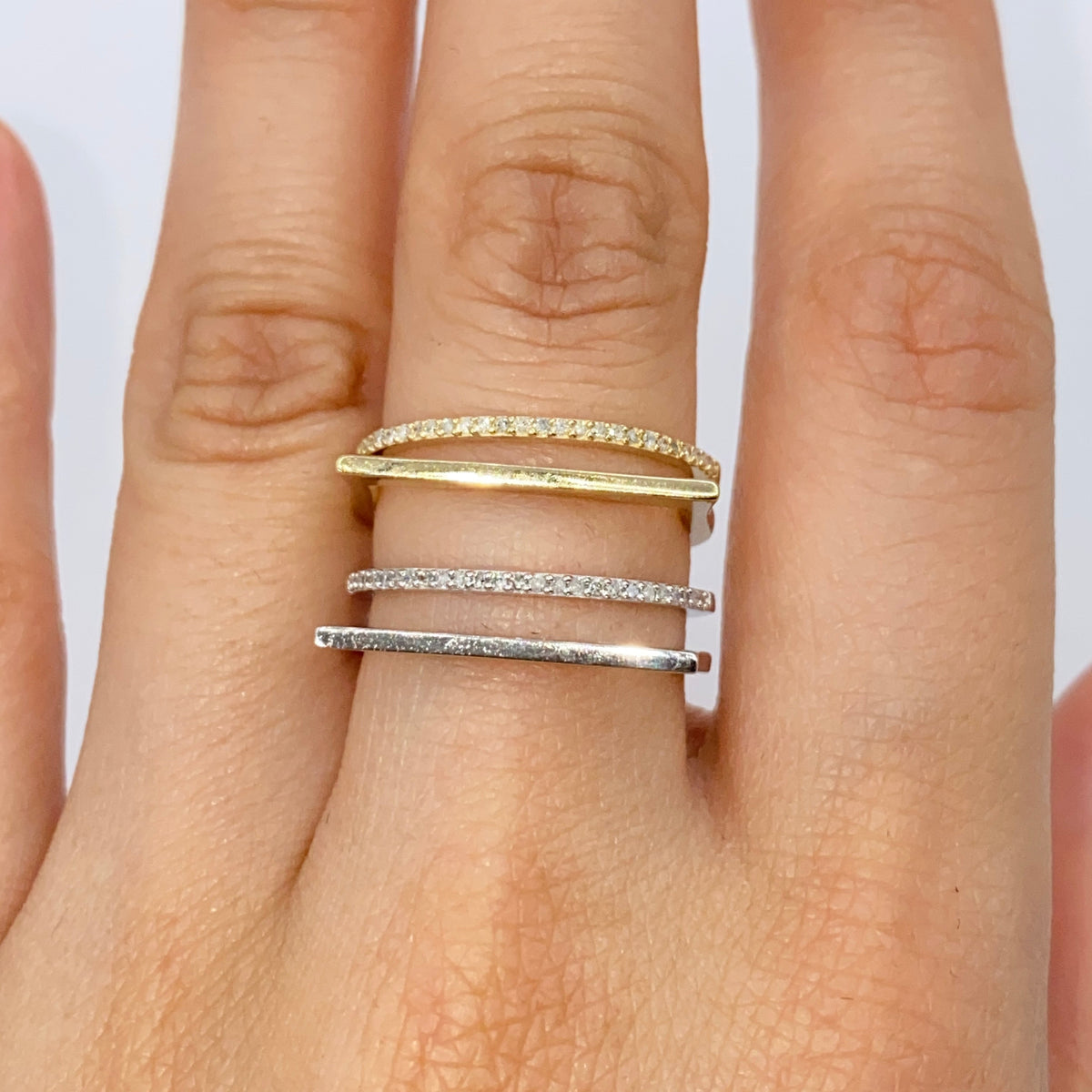 14K Gold Stack Diamond Ring Adjustable - additional product view 5