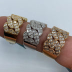 14K Gold 13mm Snake Cuban Link Diamond Baguette Ring - additional product view 7