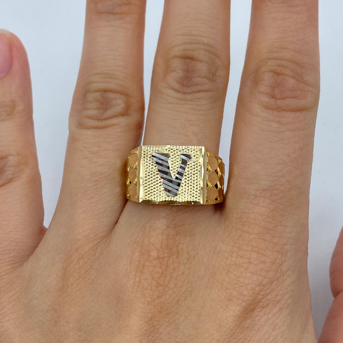 10K Gold Initial Letter Square Block Ring - additional product view 39