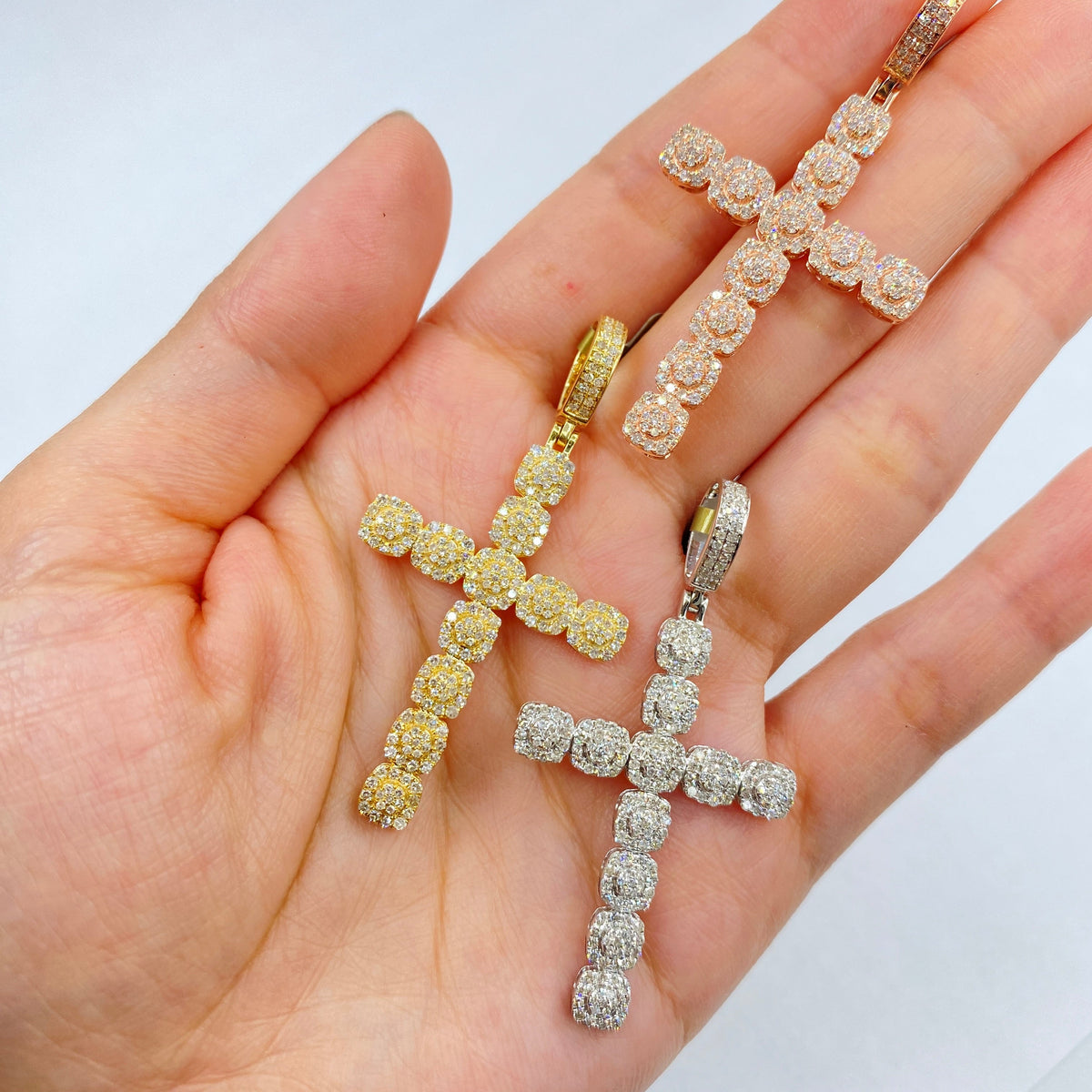 10K Gold Cross Diamond Pendant 2 in - additional product view 2