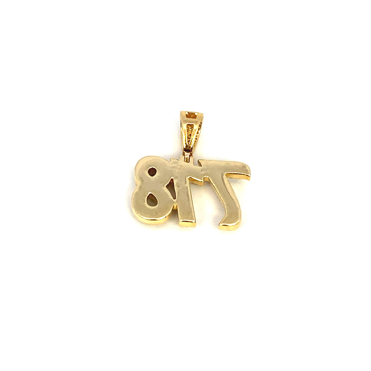 14K Gold 718 Area Code Diamond Pendant - additional product view 5