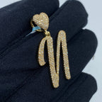14K Gold Initial N Script Heart Diamond Pendant - additional product view 3