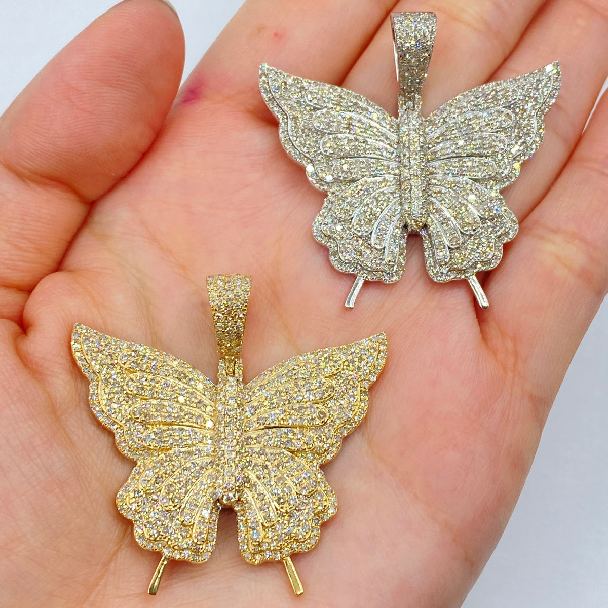 14K Gold Jumbo Butterfly Diamond Pendant - additional product view 2