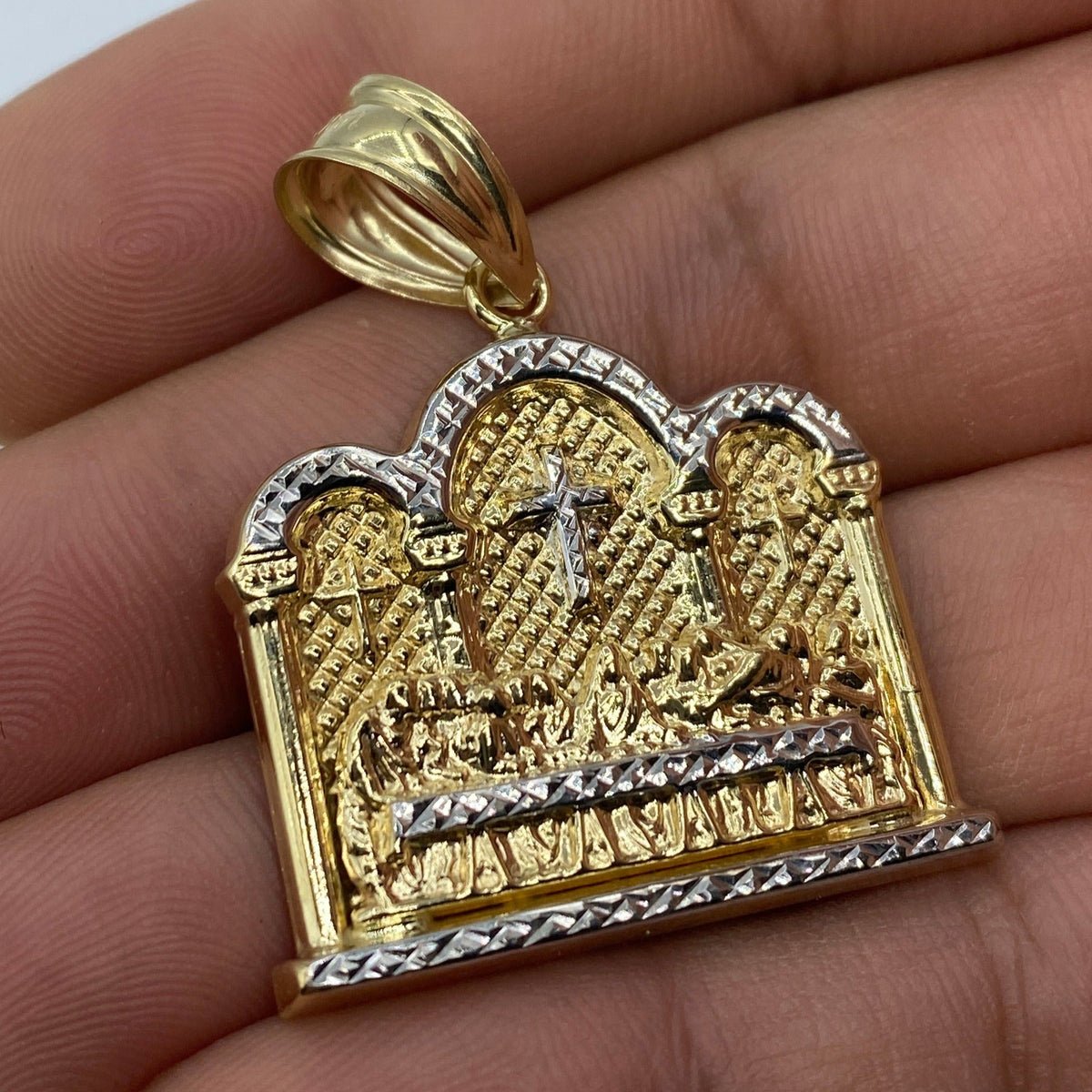 14K Gold Last Supper Cathedral Pendant - additional product view 3