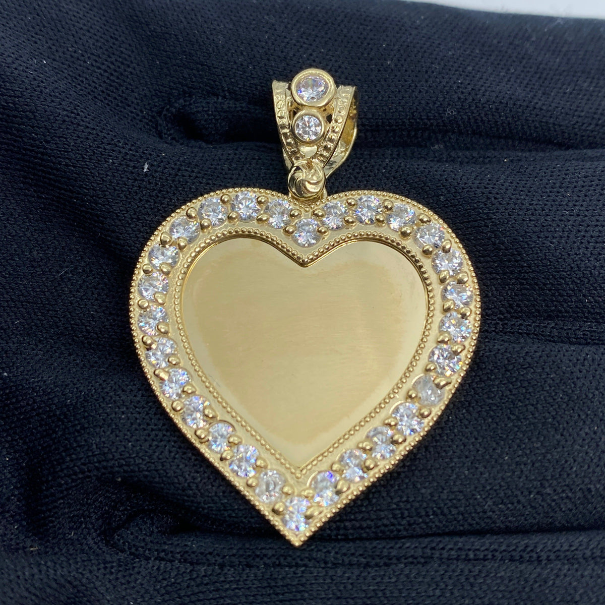 14K Gold Heart Picture Photo CZ Pendant - additional product view 2