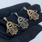 14K Gold Hamsa Evil Eye Diamond Pendant - additional product view 5