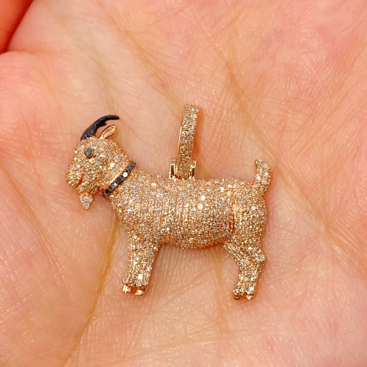 14K Gold Goat Diamond Pendant - additional product view 6